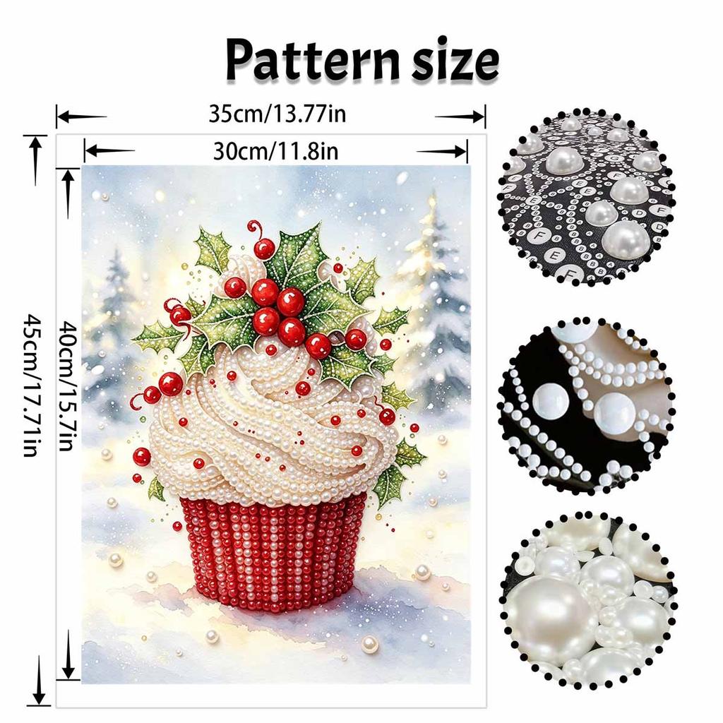 Weihnachts-Cupcake Beere Stechpalme Perlen Malset Handgemachtes DIY Heimdekoration Malerei