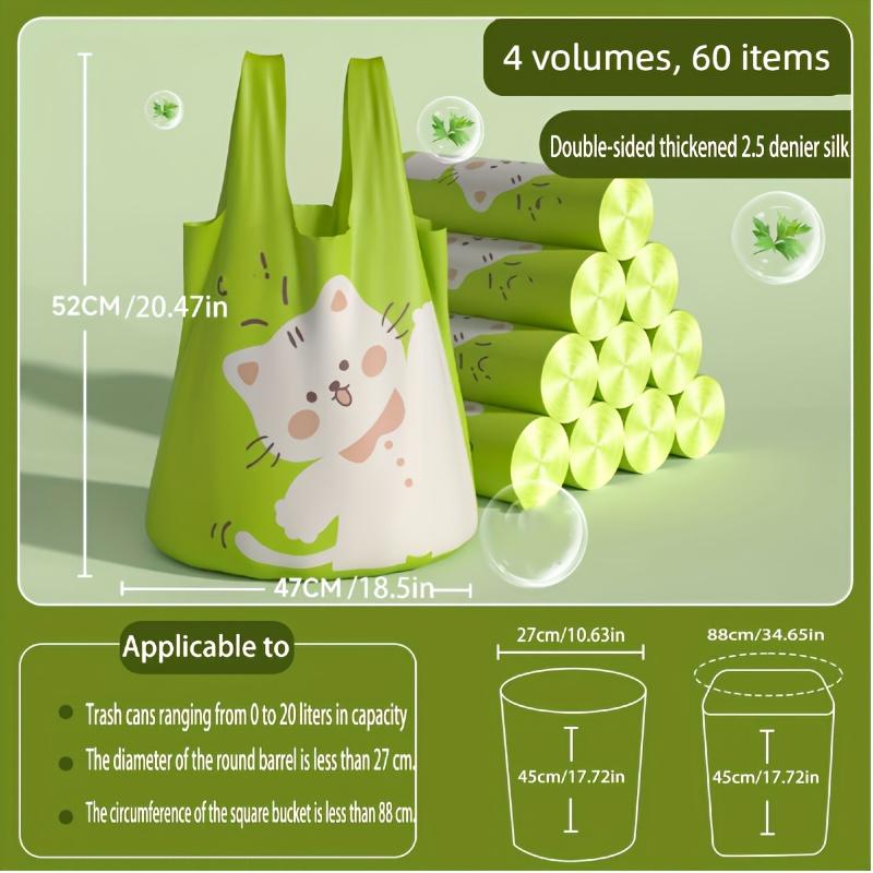 60pcs Garbage Bags Vest Garbage Bags Hand-held Extra Thick Drawstring Practical Cleaning Bags for Kitchen Waste Bin Bags