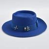 Fashionable Metal XRB Letter Straw Hats for Women Summer Elegant Holidays Boater Hat Outdoor Beach Sun Hat