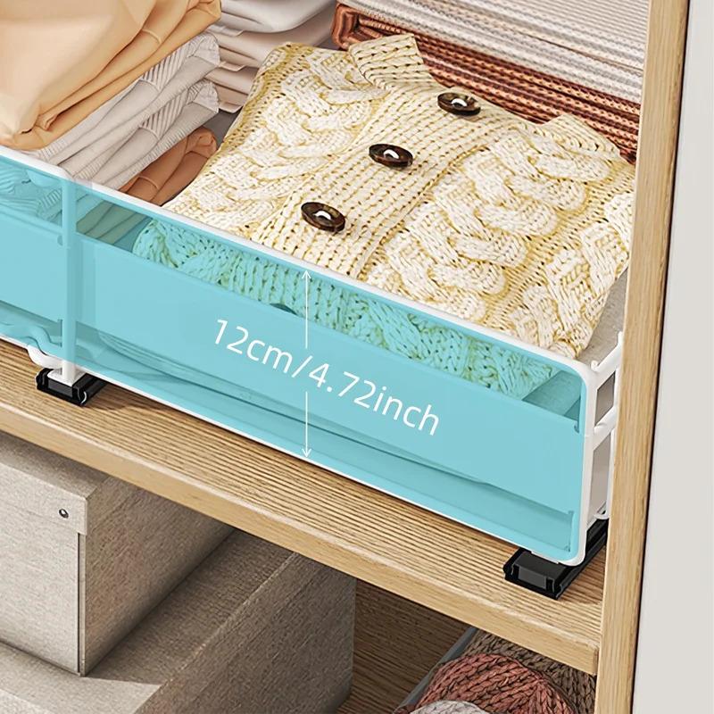 2pc wardrobe storage basket set, width-expandable closet organizers, easy assembly, no drilling required, shelf drawer baskets