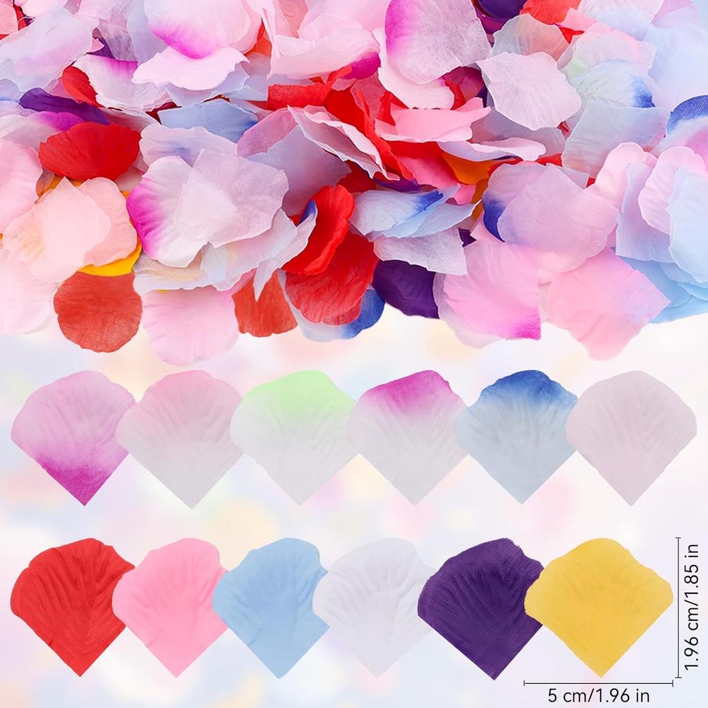 1200PCS Artificial Rose Petals, Multicolor Fake Flower Petals, Exquisite Colorful Rose Petals for Valentines Day, Fake Petal Flower Decoration for