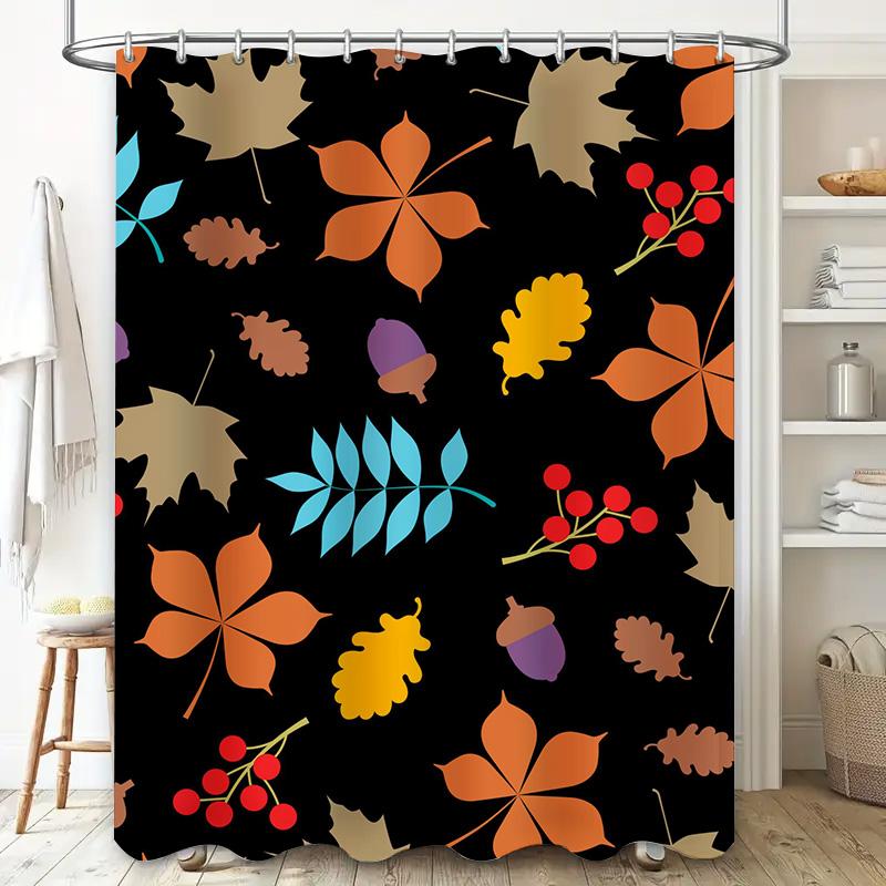 Autumn Leaves Shower Curtain Bright Colors Modern Design for Bathroom Decorations 3D Printed Waterproof Fabric Home Accessories