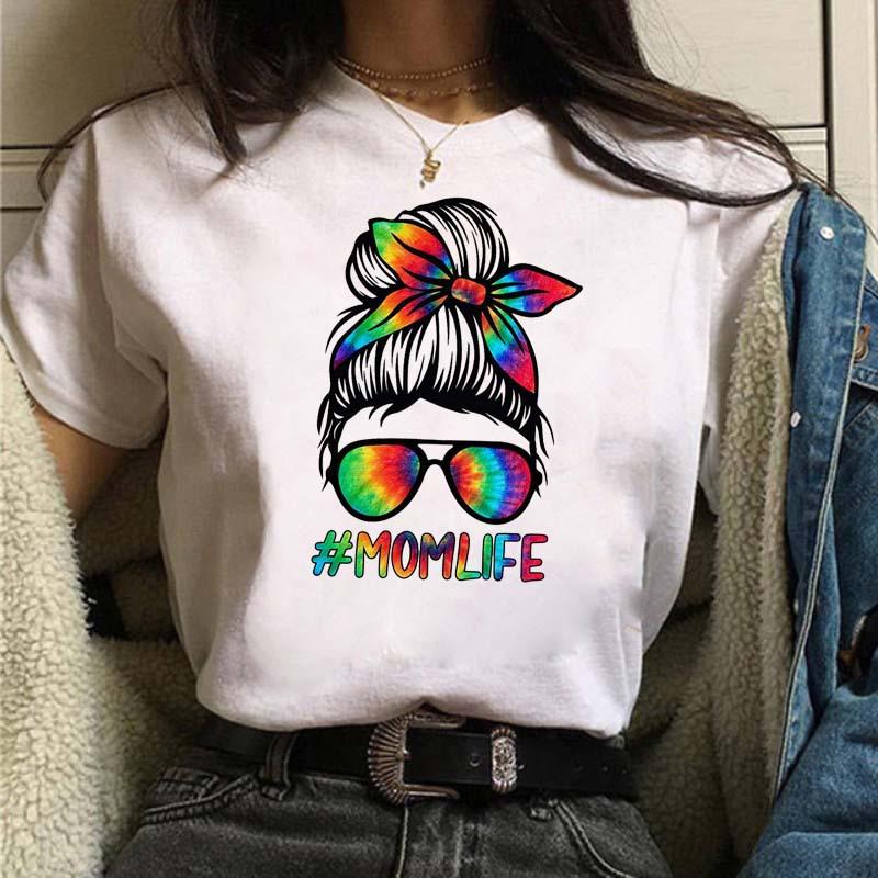 Bad Mom Skull Head Print Women T Shirt Short Sleeve O Neck Loose Women Tshirt Ladies Tee Shirt Tops Clothes Mujer
