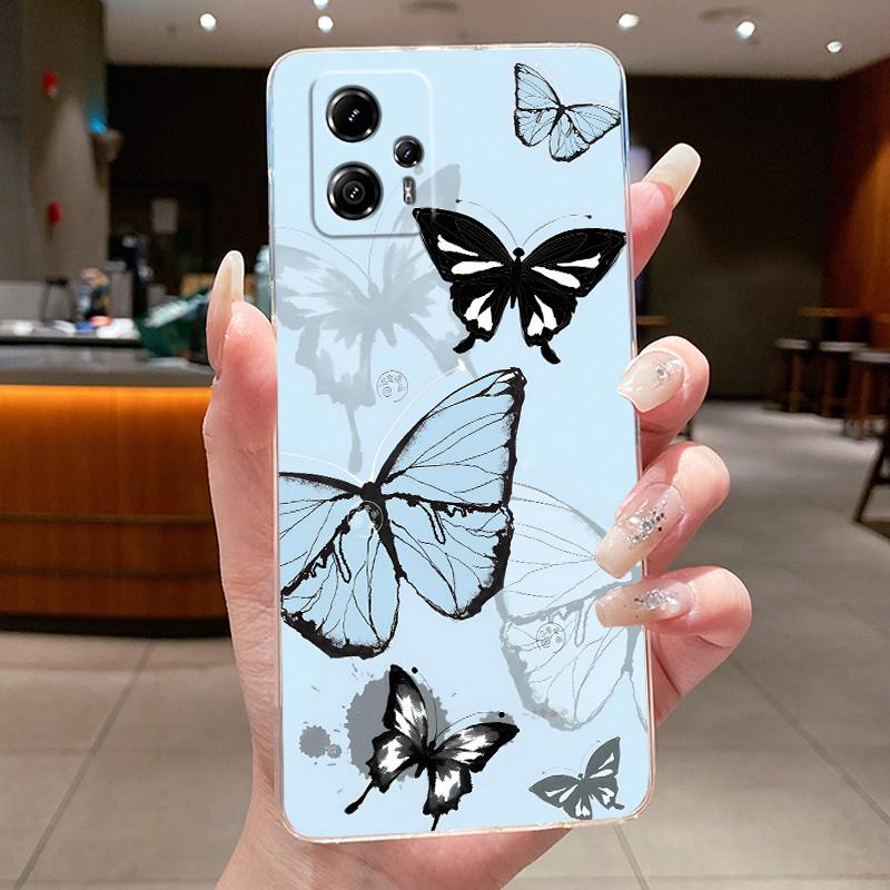 Phone Case For Motorola Moto G13 / Moto G23 / Moto G14 Funda Butterfly Bow Protective Casing Transparent Soft Silicone TPU Cover