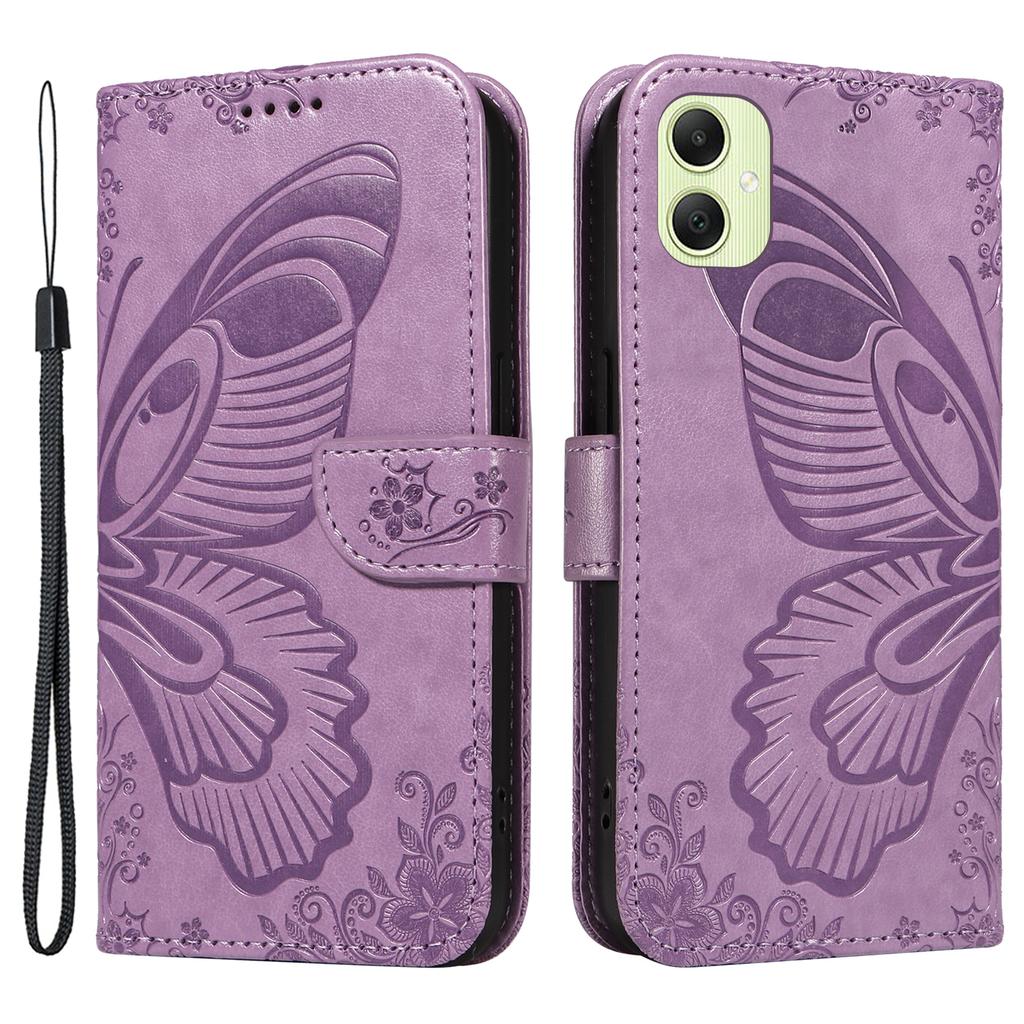 For Samsung Galaxy A05 4G Case Butterfly Leather Wallet Phone Cover with Hand Strap