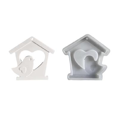 Crafting House Bird Plaque with Hollowed Detail Silicone Mold Handmade Pendant Ornament Casting Epoxy Resins Mould Gift