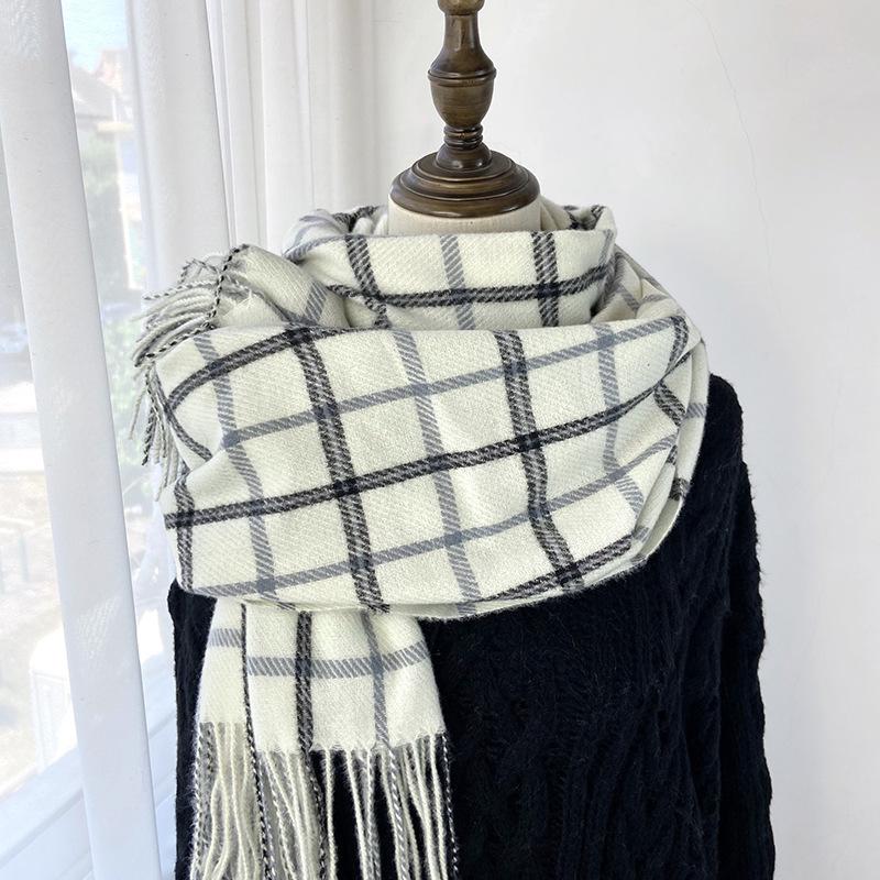 Women Imitation Cashmere Plaid Scarf Women's Autumn and Winter Fashion Shawl Winter Thickened Cold-proof and Warm Scarf