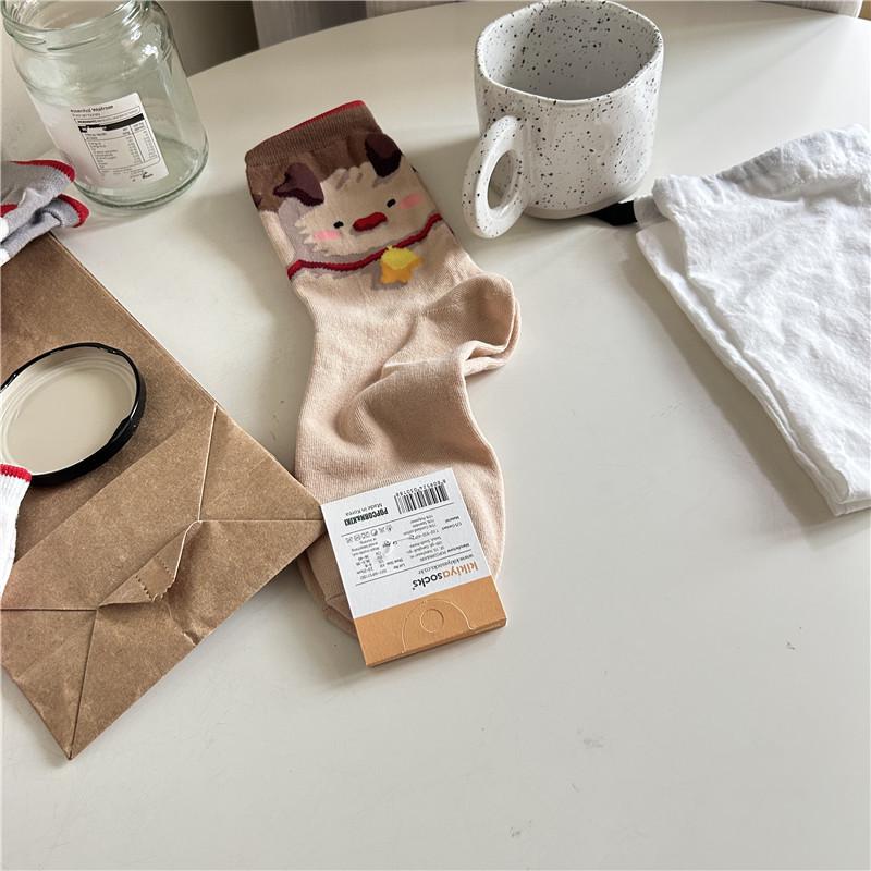 Kikiyasocks Women's Cartoon Style Mid-Calf Cotton Socks for Spring, Autumn, and Winter (W-C-322)