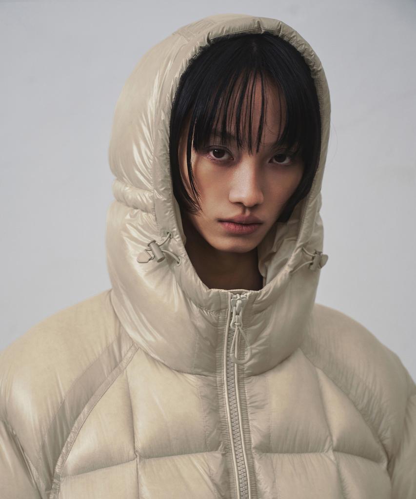 MUSINSA STANDARD WOMAN [City Leisure] Women'S Sheer Ripstop Hooded Down Short Padded Jacket [Light Beige]