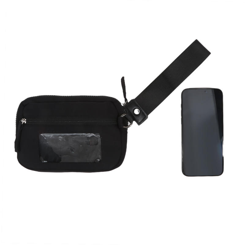 Women's Keychain Wallet The Wallet Zip Waterproof Nylon Card Wallet Pouch Wristlet Zip Card Case With Clear ID Window
