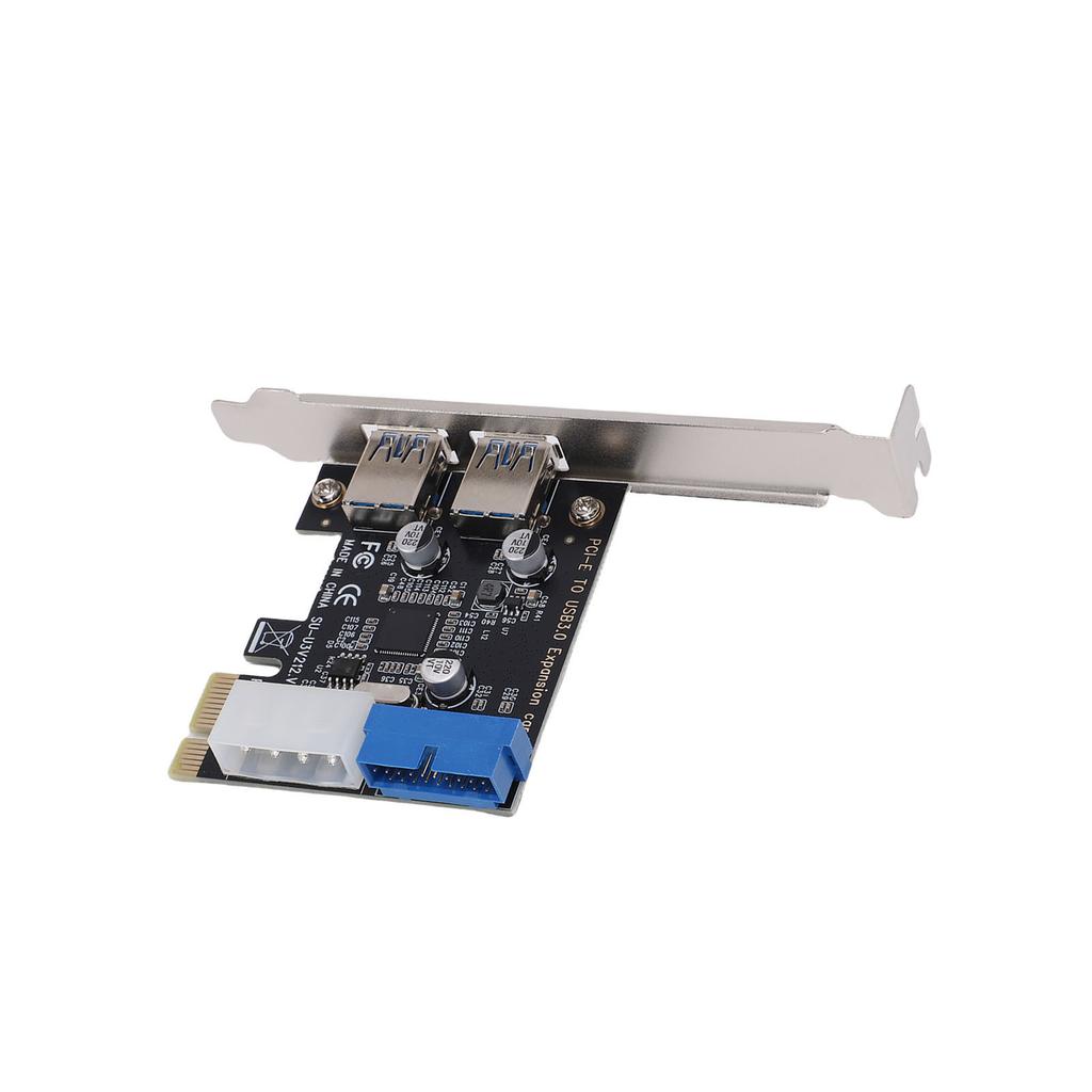 PCIE To USB 3.0 Expansion Card 5 Gbps 2 Ports with Front USB3.0 19pin Connector 4pin Power Interface for Desktop PC