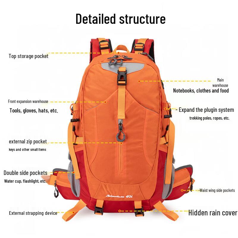 40L Waterproof Multi-functional Travel & Hiking Backpack