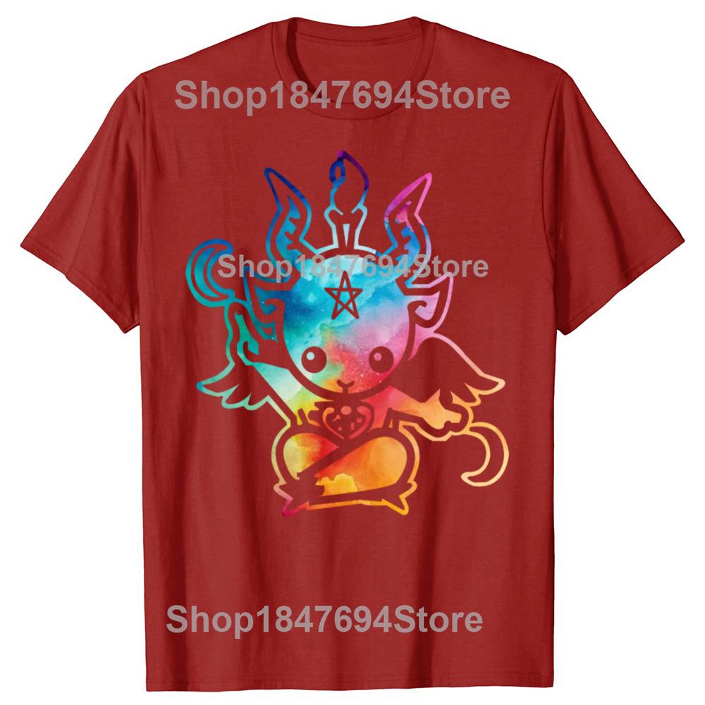 

New Summer Style Satanic Goat Baphomet Cartoon T Shirt Men Cotton Short Sleeve Printed T-shirt Brand Tshirt Mens Clothing S