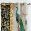 2 Bucăți Perdele Vintage cu Imprimeu Floral Păun, Dormitor Living Bucătărie Buzunar pentru Bară Perdele Decorative Confortabile