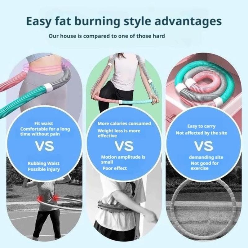 Weighted Soft Spring Hoop Foldable Fitness Hoop Exercise Hoop Slimming Exercise Equipment for Home and Travel