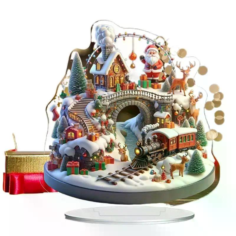Santa Claus Tabletop Decoration With Base 2D Acrylic Christmas Ornaments 2026 Xmas Navidad Party Supplies