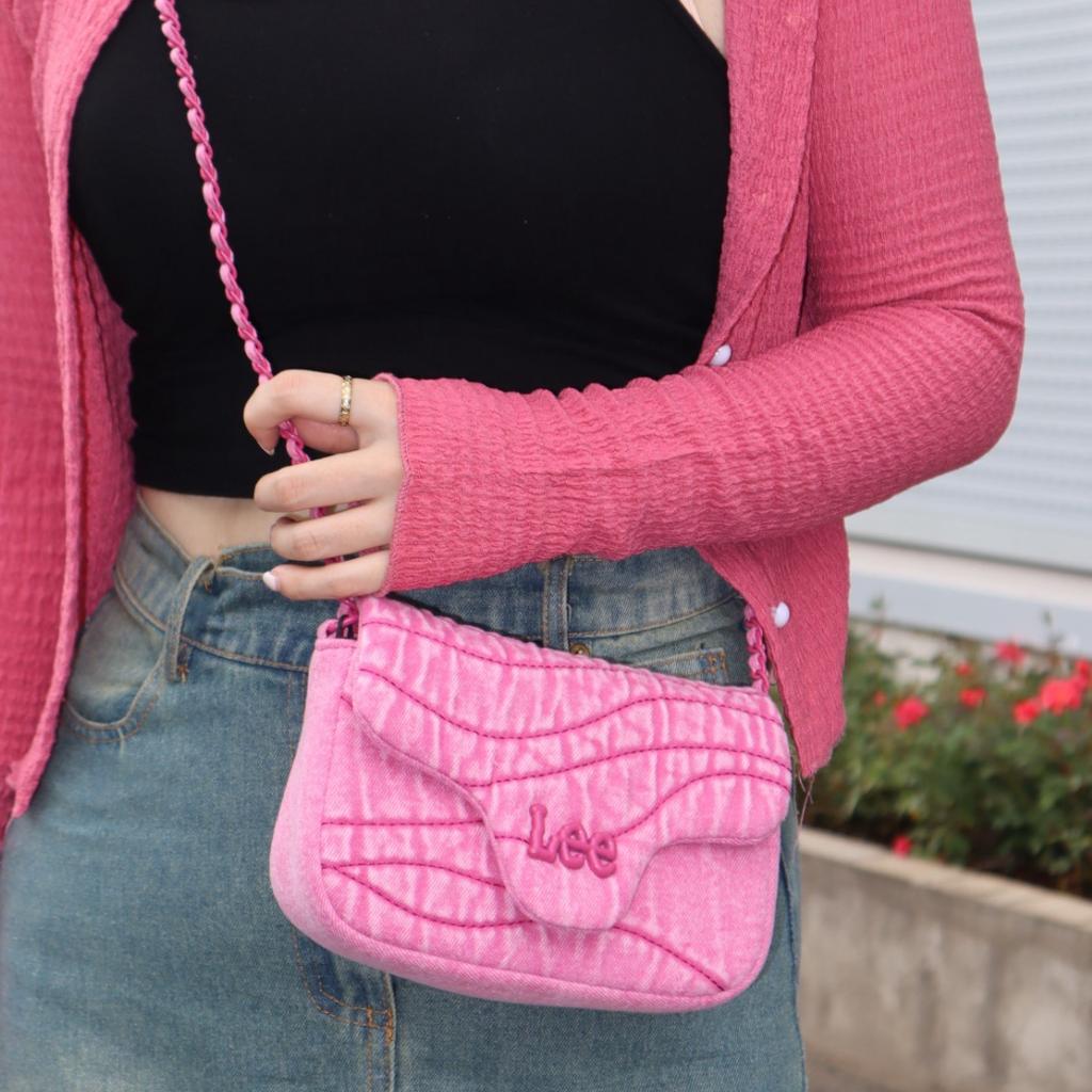 New Lee Denim Crossbody Bag Regular Women's Rose Red LE240102M-116