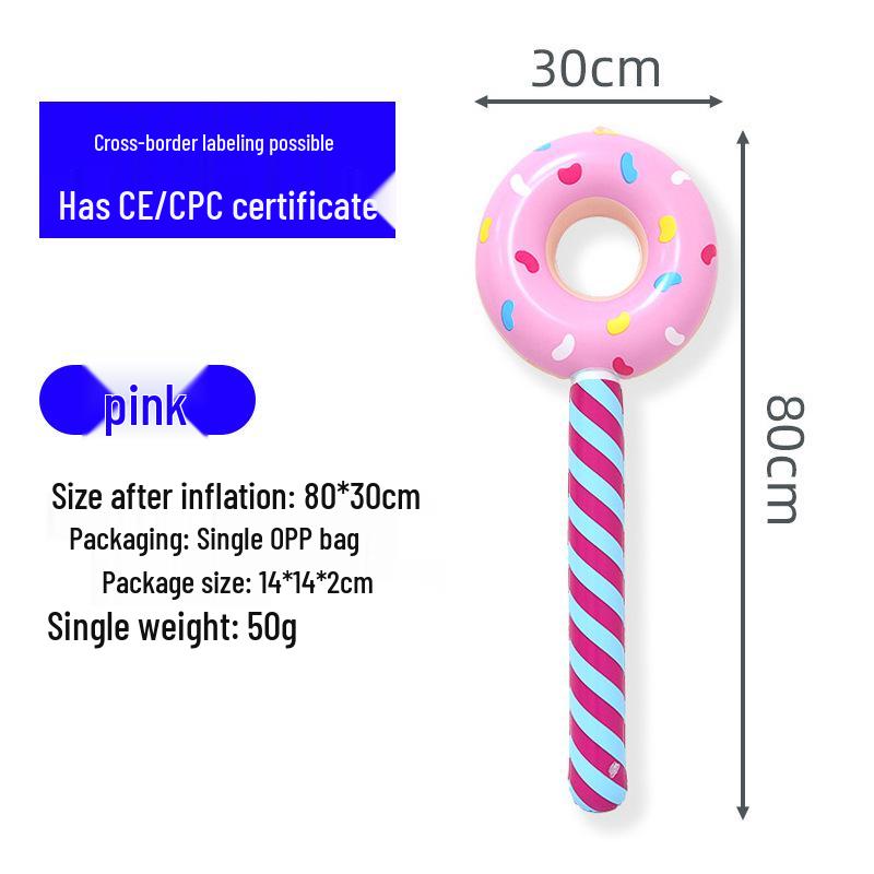 Eco-friendly Cartoon PVC Inflatable Donut Stick Toy for Kids - Colorful and Durable
