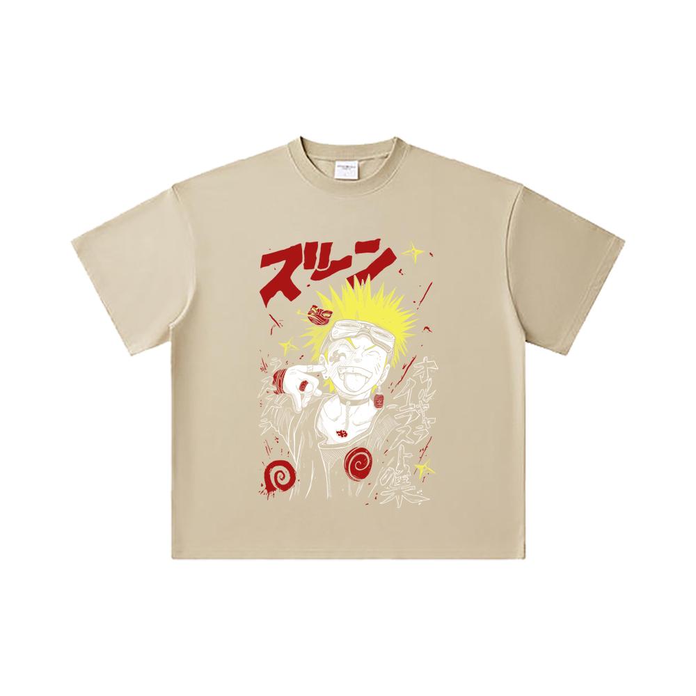 260 GSM Double Yarn 32 Count 100% Cotton Naruto V17 Print Unisex Heavy Cotton T Shirt