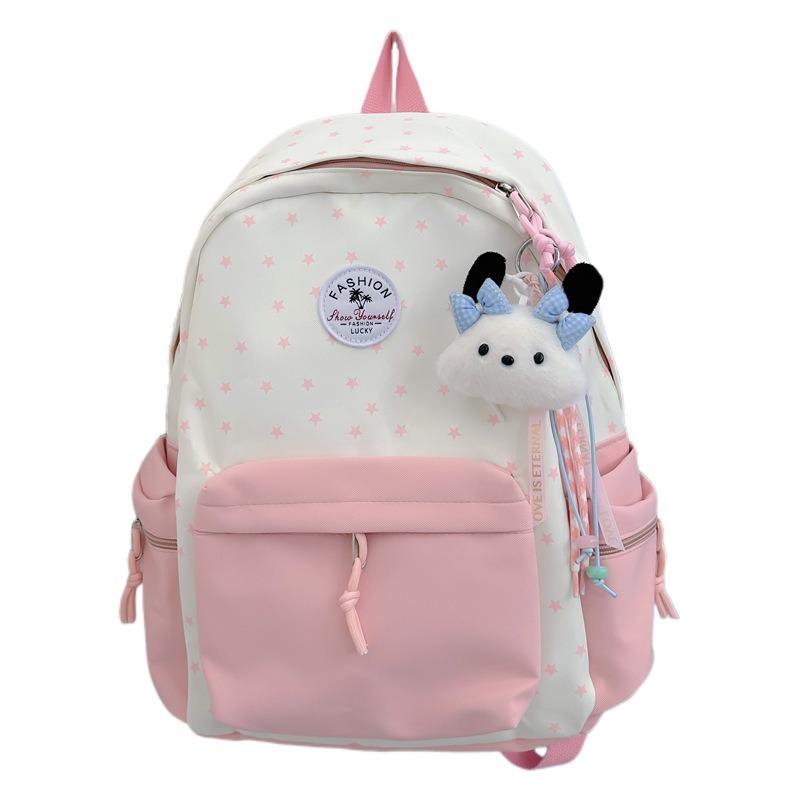 High value, fresh and sweet, contrasting colors, splicing stars, backpack, lightweight backpack for junior high school students