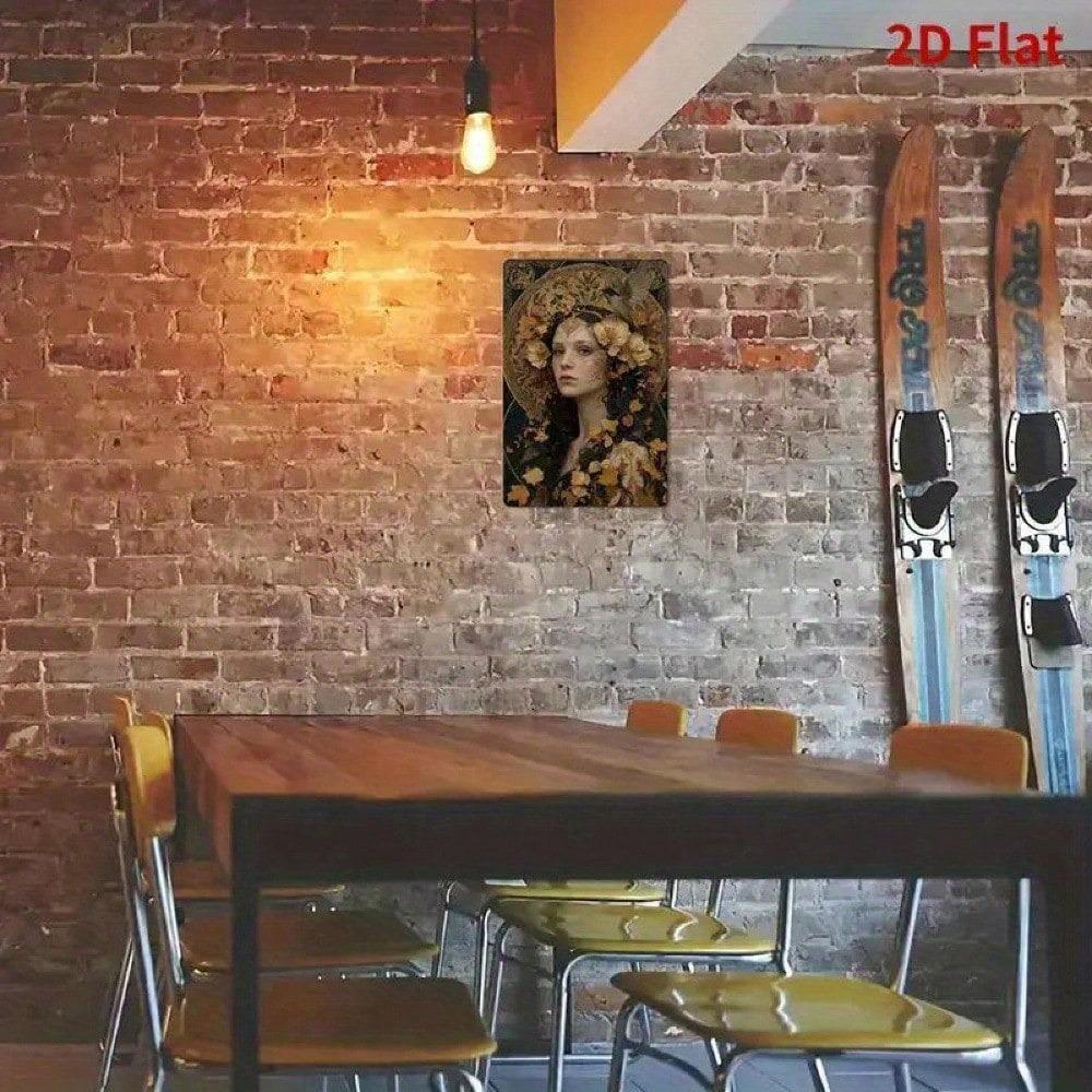 Vintage Blaszany Znak Malowanie Sztuka Kwiat Ptak Dekoracja Ściany Retro Blaszane Oprawione Jesienny Krajobraz Prezent do Domu