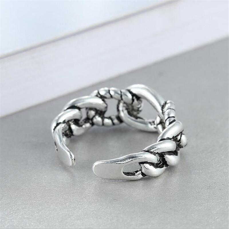 New Personality Distressed Knotted Popualr 925 Sterling Silver Jewelry Retro Accessories Twist Rope Shaped Opening Rings TYB434