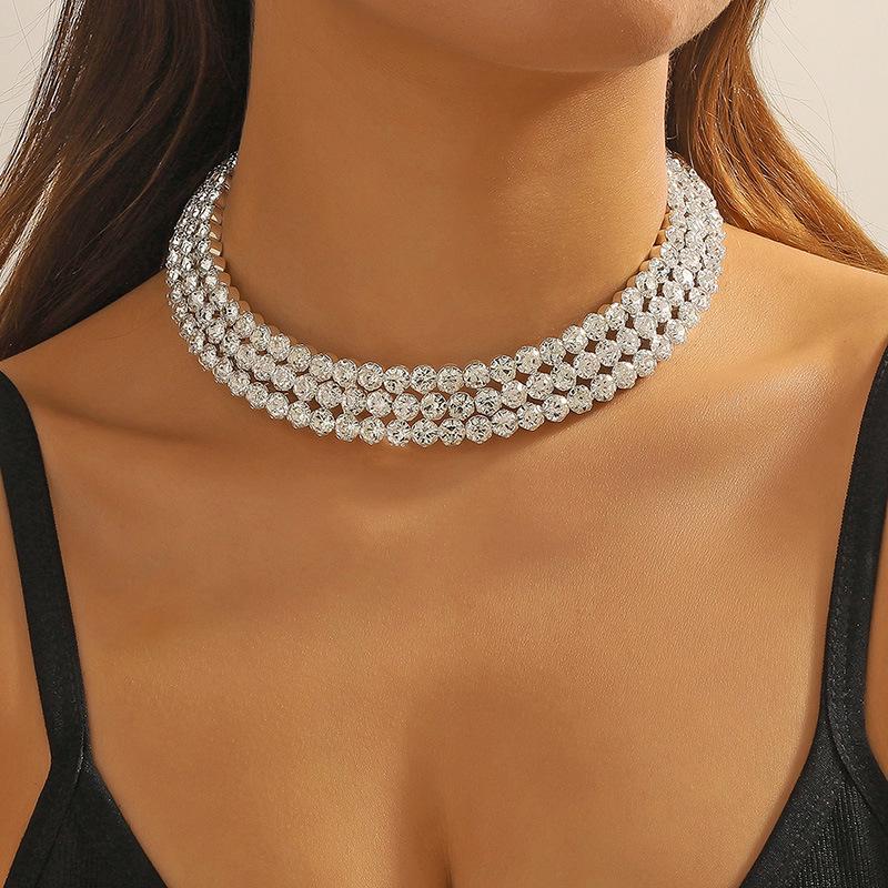 Elegant Sparkling Rhinestone Bridal Choker Necklace Set