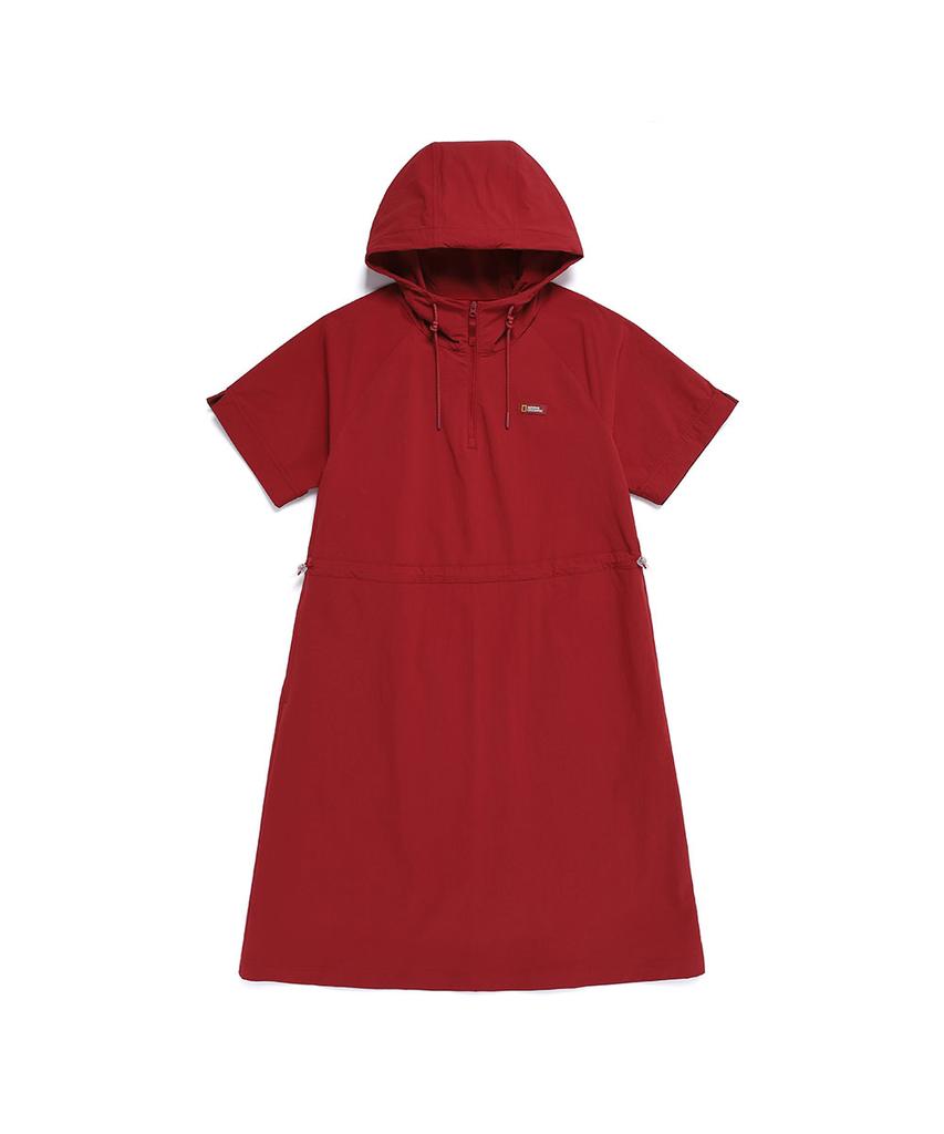 NATIONALGEOGRAPHIC N262Wop141 Women'S Freeze Stretch H-Line Hooded Short Sleeve Dress Deep Rose