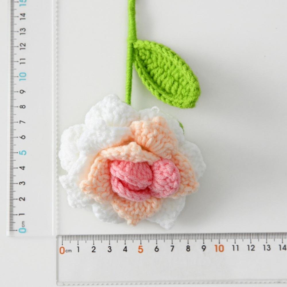 DIY Hand Woven Roses Pointed Leaf Romantic Knitting Flowers New Crochet Rose Flower  Anniversary