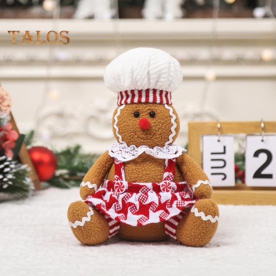 Bambola di Pan di Zenzero di Natale in Peluche Morbida Imbottita Giocattolo Bambola di Natale per Decorazioni Festive Ragazza Ragazzo Seduto Giocattolo Pan di Zenzero per Esposizione su Porta Scaffale