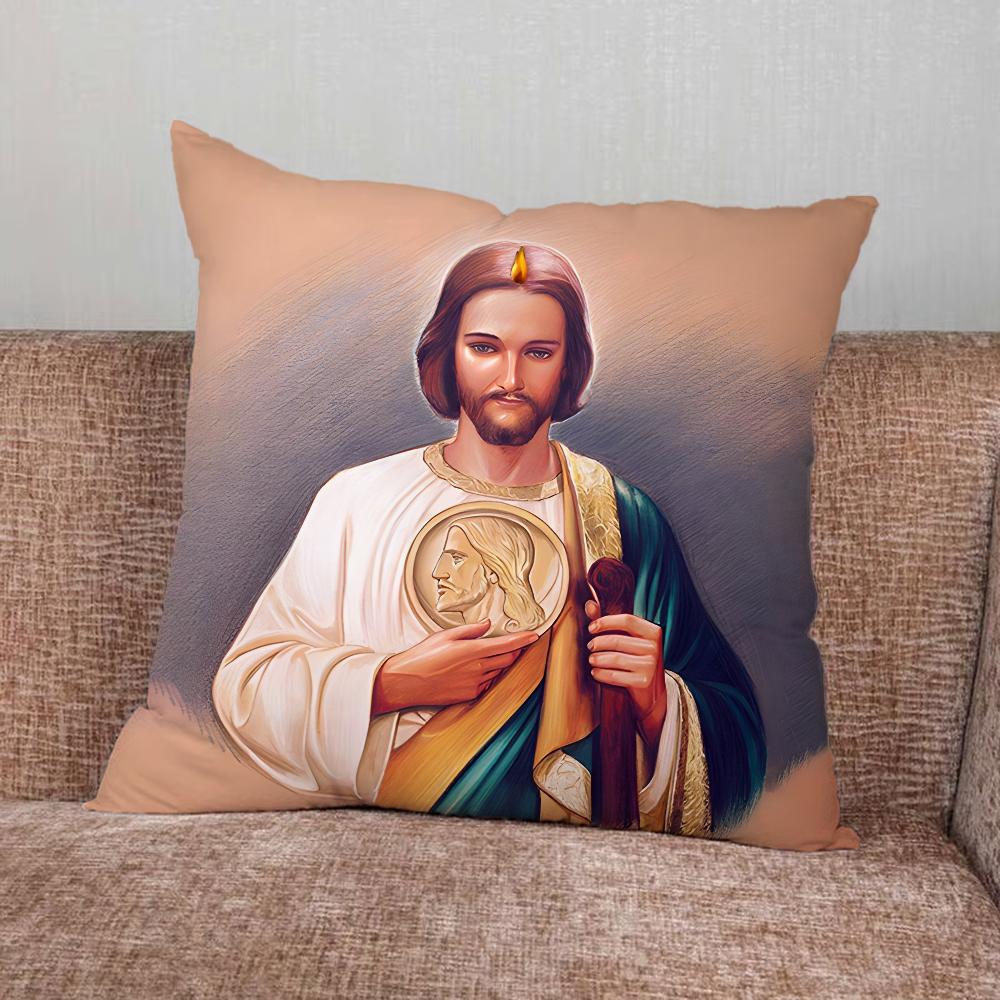 San J-Judas Tadeo Pillow Case For Home Bedroom Car Office Decoration Living Room Sofa Cushion Cover Suitable