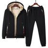 Men's Winter Fleece Lined Lambswool Coat and Pants Set - Outdoor Casual Sportswear, Plus Size Available