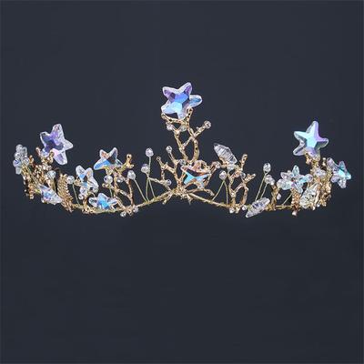 Shining Starfish Wedding Tiara Bride Hair Ornaments for Women Prom Hair Jewelry Accessories Vine Chaplet Bridal Crown
