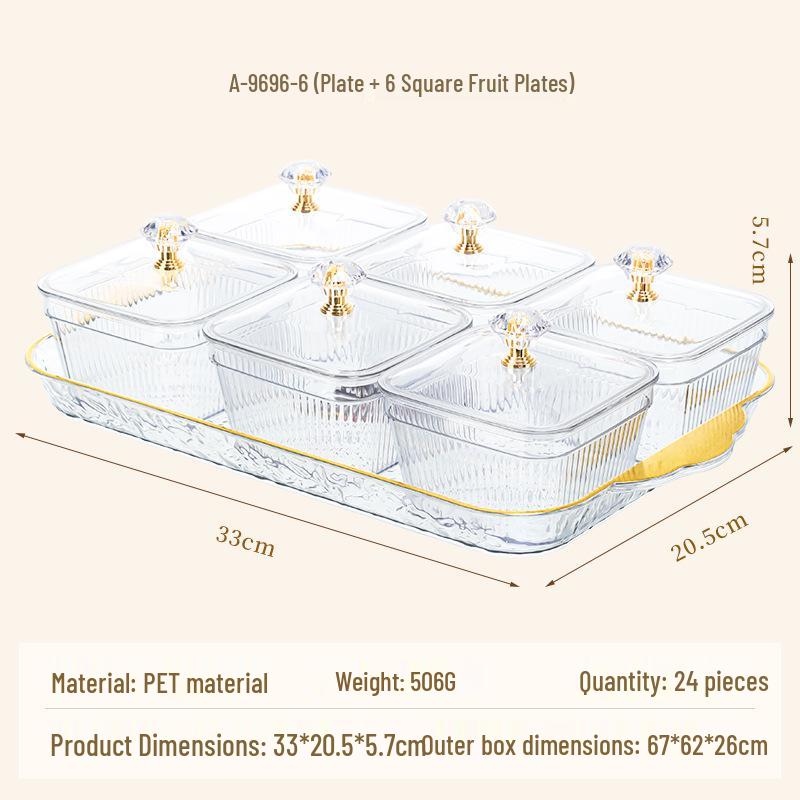 Multi-Grid Plastic Snack and Candy Dish for Home
