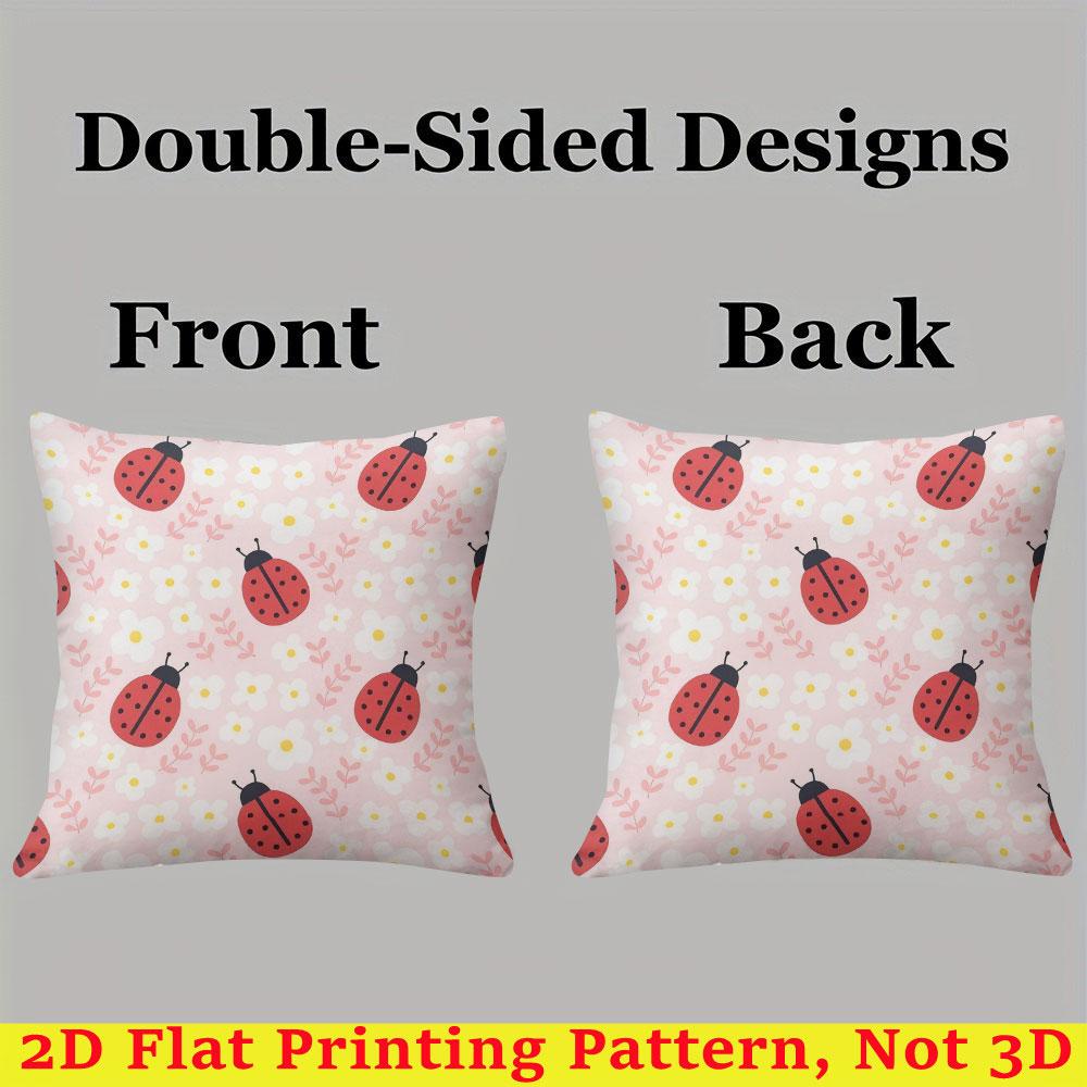 Ladybug Daisy square Jacquard Pillow Cover for Sofa Office Waist Cushion Cover Home Decorative Pillowcase
