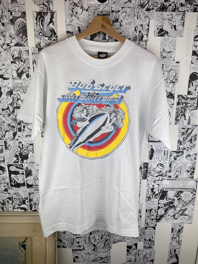 Bob Seger Silver Bullet Band Pinup Girl vtg white short sleeve t-shirt QT4611 S
