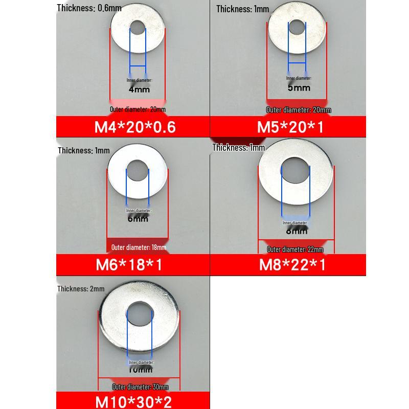 Thickened Galvanized Metal Flat Washer Spacer M4-M10