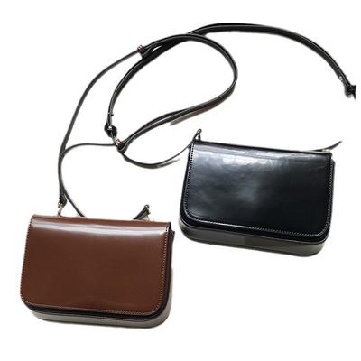 Braune kleine quadratische Tasche Damen 2024 neu glänzendes Leder Schulter-Umhängetasche exquisite High-End Tofutasche Nische