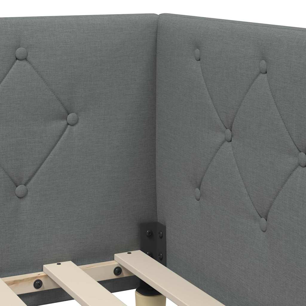 Corner Bed Frame Dark Grey 80 X 200 Cm Fabric
