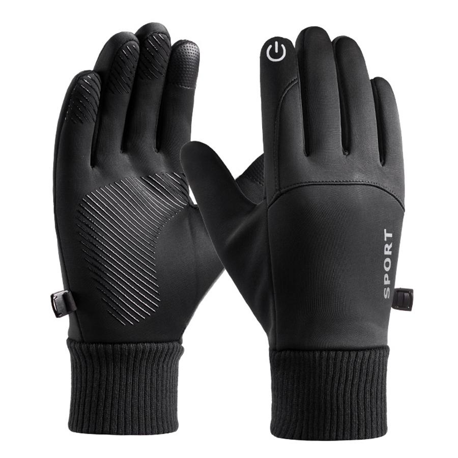 Men Winter Waterproof Cycling Gloves Outdoor Sports Ski Running Motorcycle Touch Screen Fleece Gloves Non-Slip Warm Full Fingers