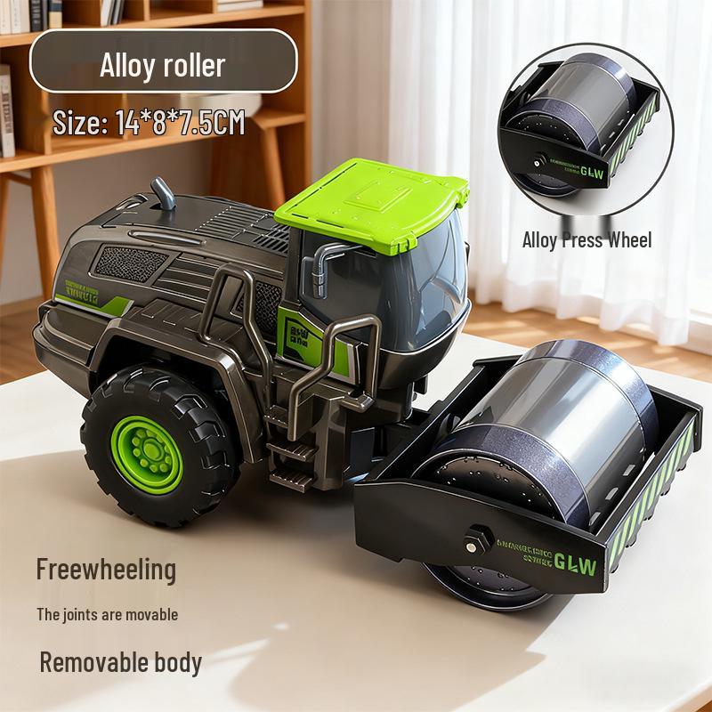 Kids' Alloy Engineering Vehicle Set: Excavator, Digger, Crane, and Earthmover Toy Models