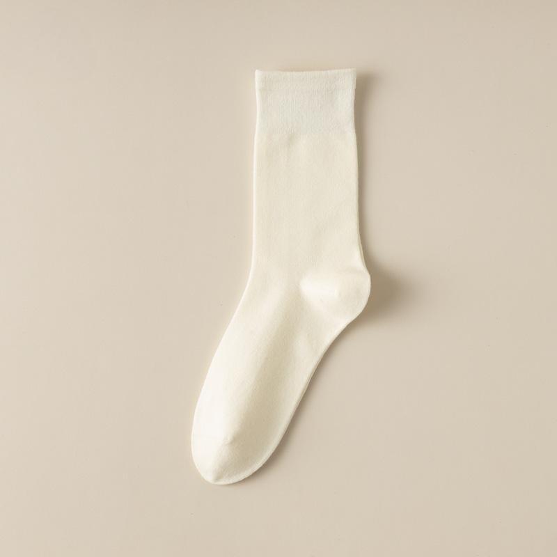 Women's Cotton Socks Solid Color Mid-tube Socks Versatile Pile Socks No Heel Fall Off Women's Socks