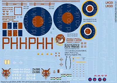 Platz 172121 Scale RAF Avro Lancaster 12 [Decal 1/72 PH-H/Tornado No. Squadron]