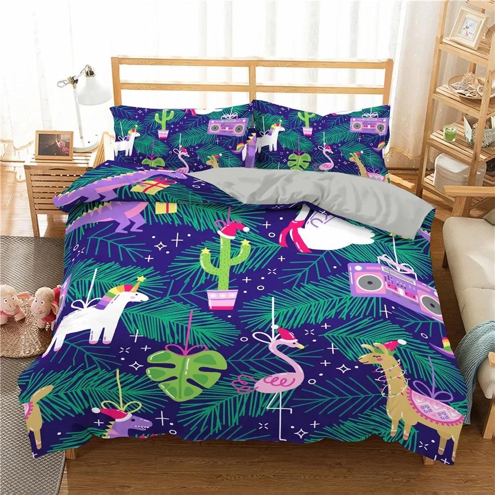 Niedlicher Dinosaurier 3D Cartoon Tier Bequemer Bettbezug Bettdecke Kissenbezug Bettwäscheset Kinder Schlafzimmer Dekoration Heimtextil