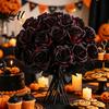 Artificial Flowers for Weddings Realistic Silk Black Roses with Long Stems Wedding Centerpieces Halloween Home Faux Floral Arrangements Decor,