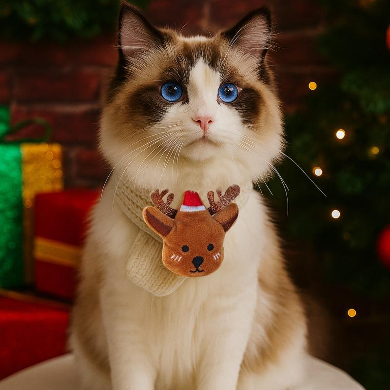 Pet circle, dog cat cat autumn and winter soft and comfortable warm New Year's Christmas scarf