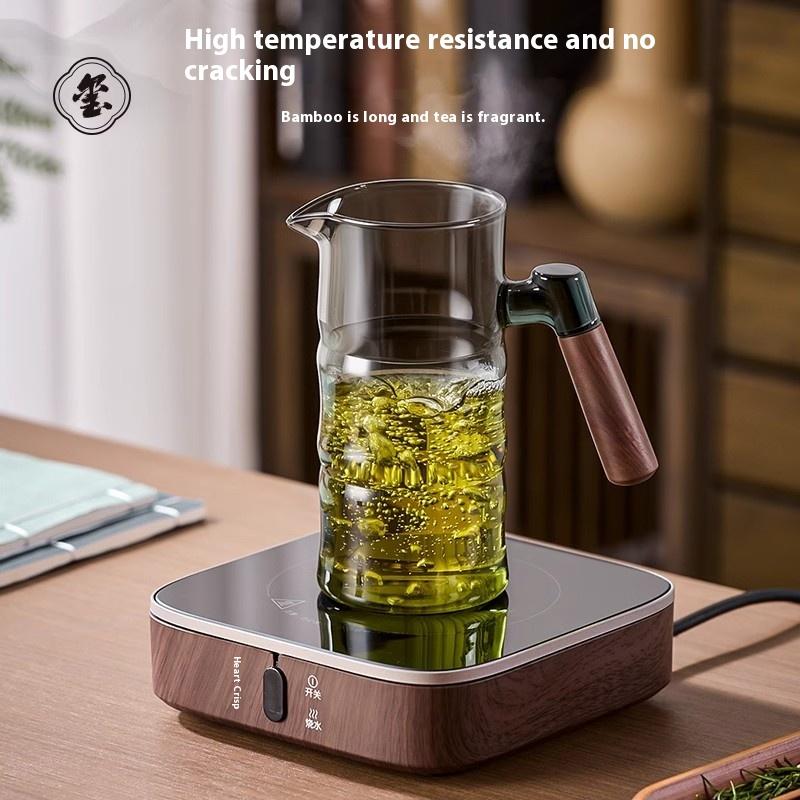 Gianxi Piaoyi Cup Bamboo Shape Teapot High Temperature Resistant Glass Kettle One Touch Tea Separation Filter Teacup Tea Set