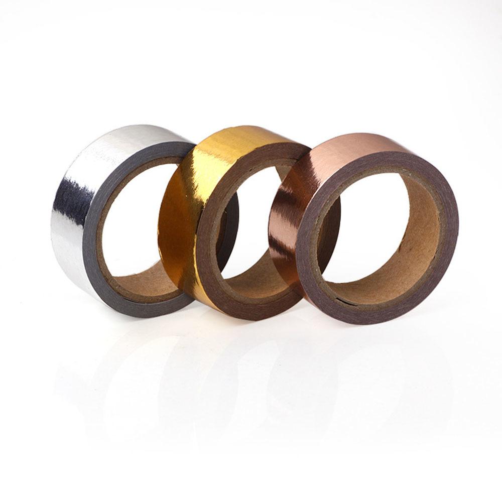 1 sztuka 5m złota taśma Washi do tłoczenia dekoracyjnego kleju maskującego do scrapbookingu, taśmy papierniczej, naklejki papiernicze, pamiętnik fotograficzny