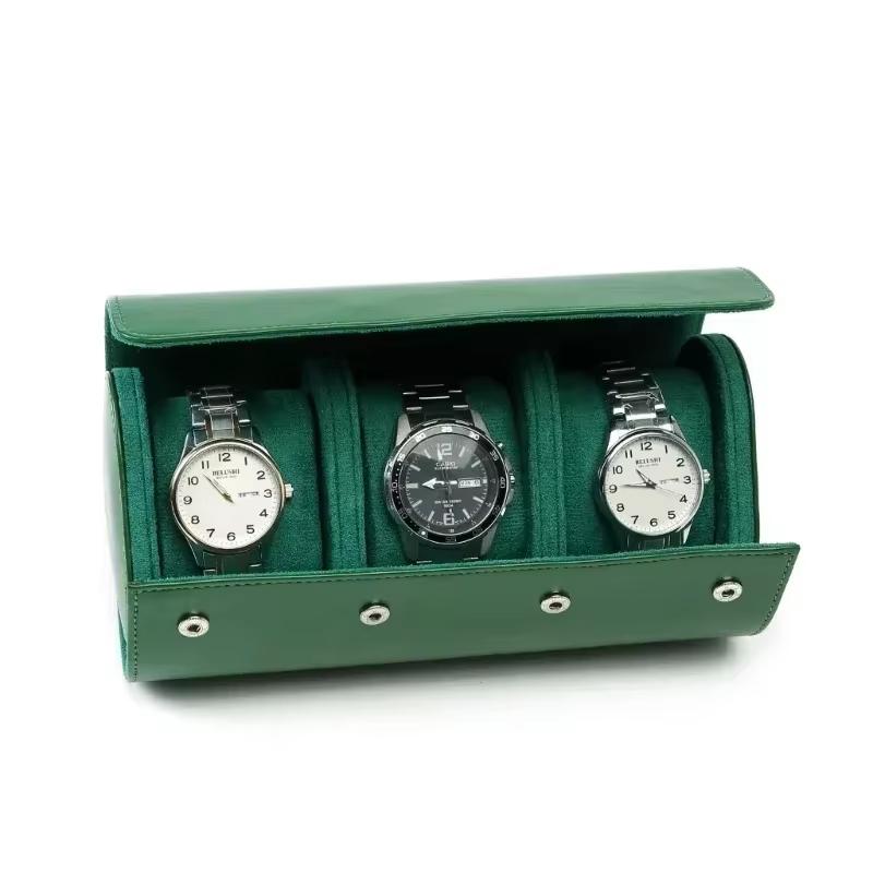 Black Gery Blue Green Leather Watch Storage Box 3 Watche Roll Travel Bag 2 slots Black Brown Portable Vintage Watch Display Case