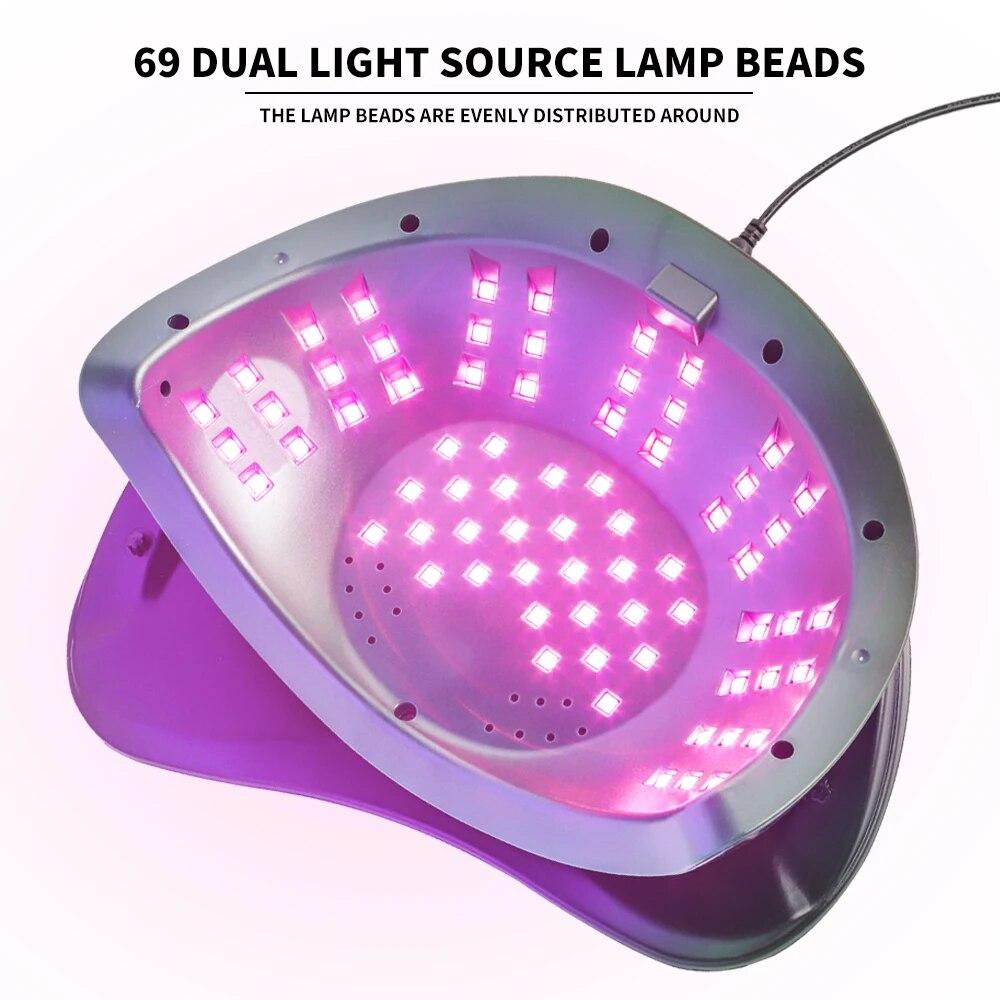 Lampe Séchoir à Ongles UV LED Professionnelle 69LEDs pour Séchage de Tous les Vernis Gel pour Ongles Lampe à Ongles à Capteur Infrarouge pour Manucure Outil de Salon